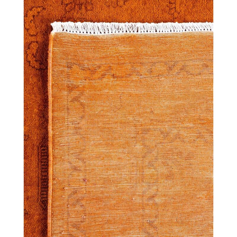 Overdyed, One-of-a-Kind Hand-Knotted Area Rug - Orange - 12' 4" x 17' 5"