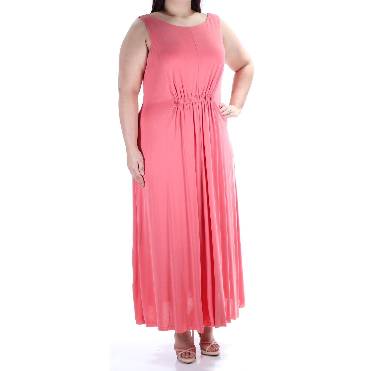 womens pink fit and flare dress
