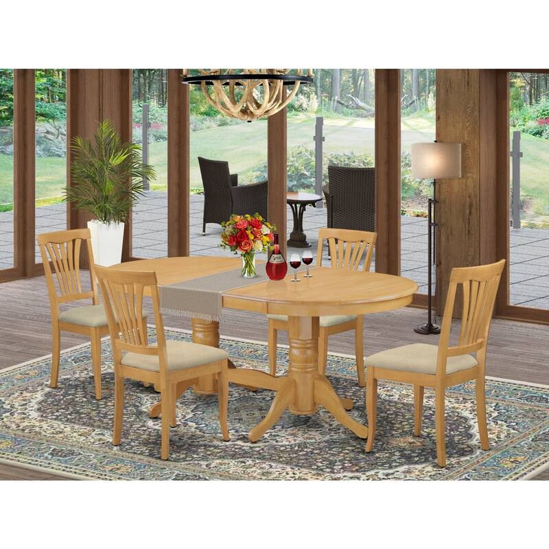Oval Dining Table Set with Chairs - Rustic Kitchen Table & Dining Room Seating