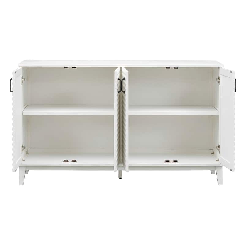 Sideboard with 4 Door Large Storage Buffet with Adjustable Shelves and Metal Handles for Kitchen