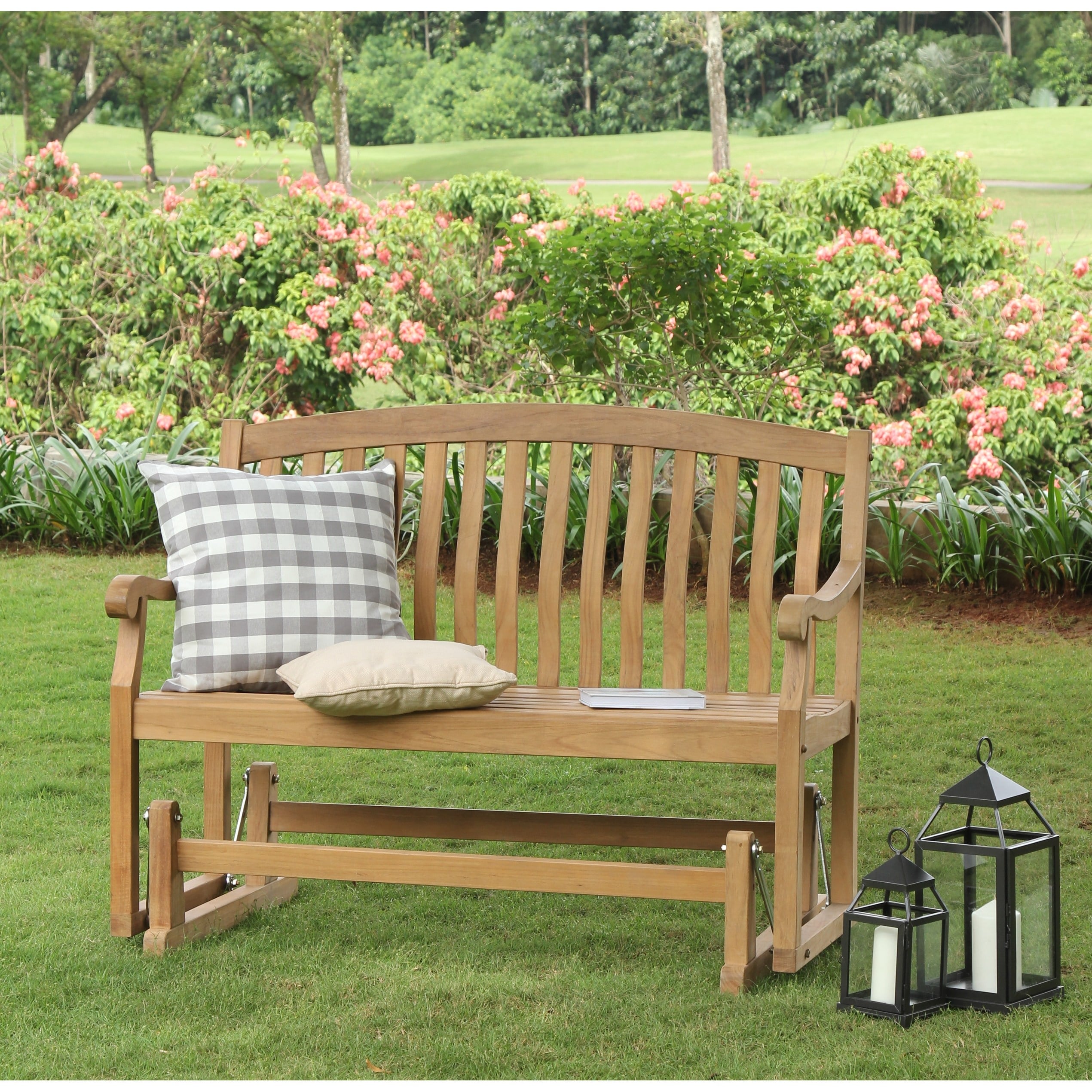 Teak wood glider 2025 bench