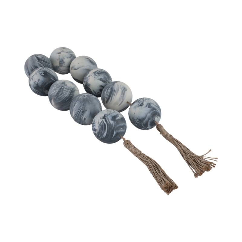 Resin Decorative Bead Sculpture Marbled Finish Contemporary - 3" Black - 49" x 3" x 3"