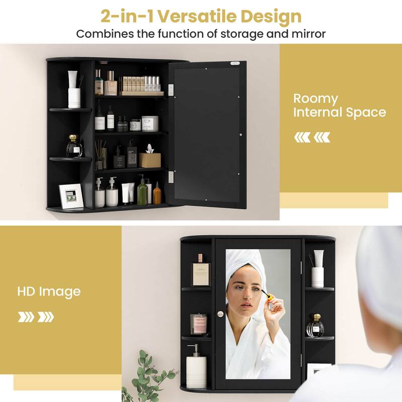 Costway Multipurpose Wall Surface Bathroom Storage Medicine Cabinet