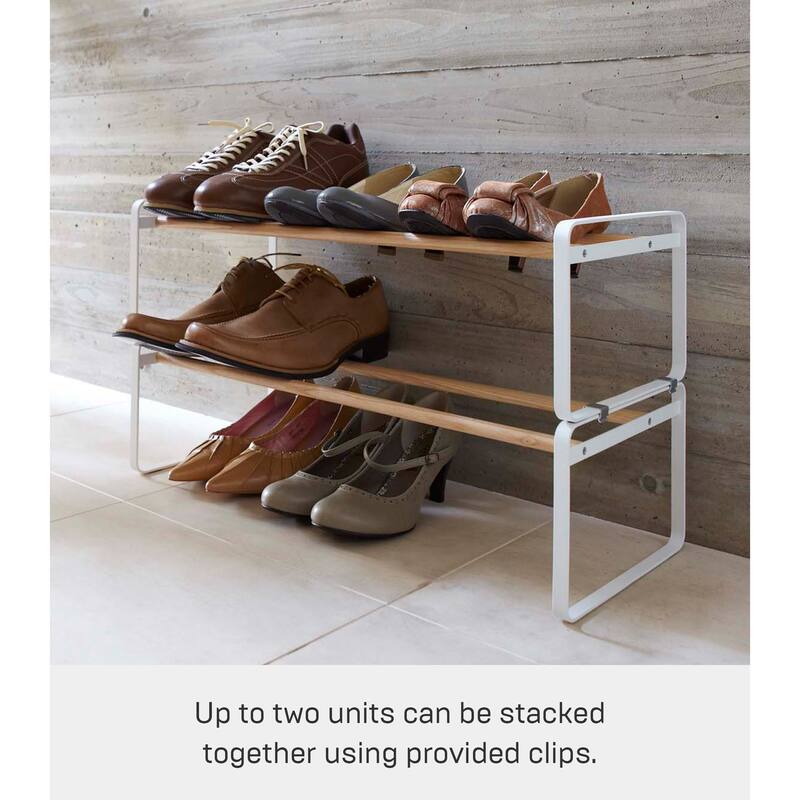 Yamazaki Home Stackable Shoe Rack, Steel, Holds up to 4 pairs of shoes per shelf, Holds 6.6 lbs