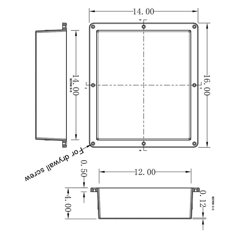 Ready For Tile Waterproof Leak Proof 16" x 14" Square Bathroom Recessed Shower Niche - Flush Mount Installation