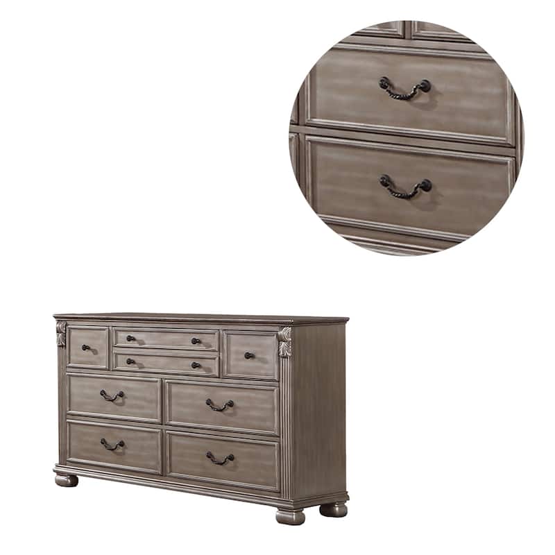 7 Drawers Wooden Dresser in Antique Silver