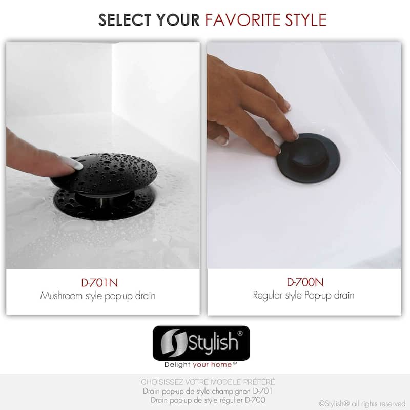 STYLISH Pop-Up Bathroom Sink Drain with Overflow D-701