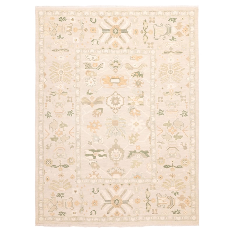 ECARPETGALLERY Hand-knotted Modern Oushak Light Grey Wool Rug - 9'2 x 12'2