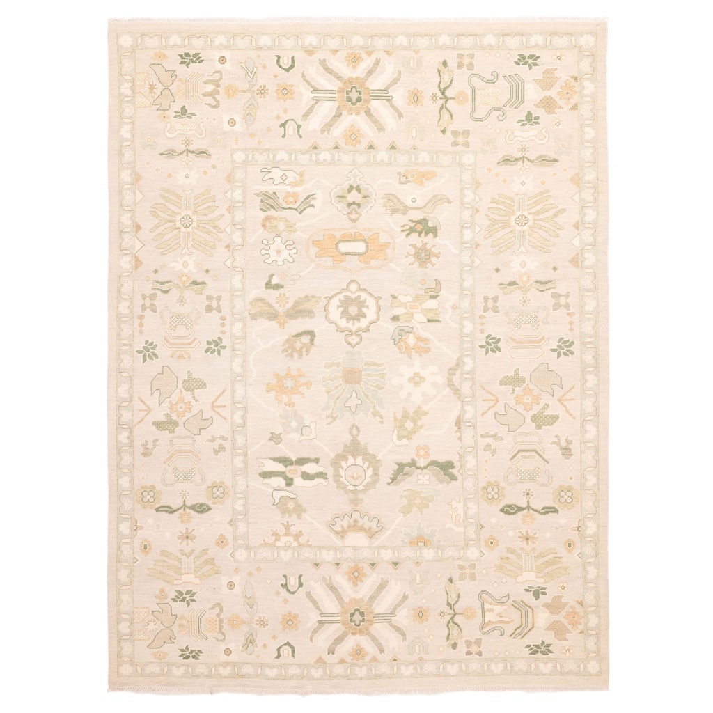 ECARPETGALLERY Hand-knotted Modern Oushak Light Grey Wool Rug - 9'2 x 12'2