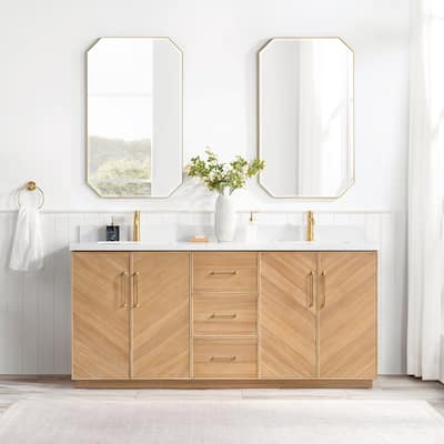 Karachi Bath Vanity with White Grain Stone Top, no Mirror