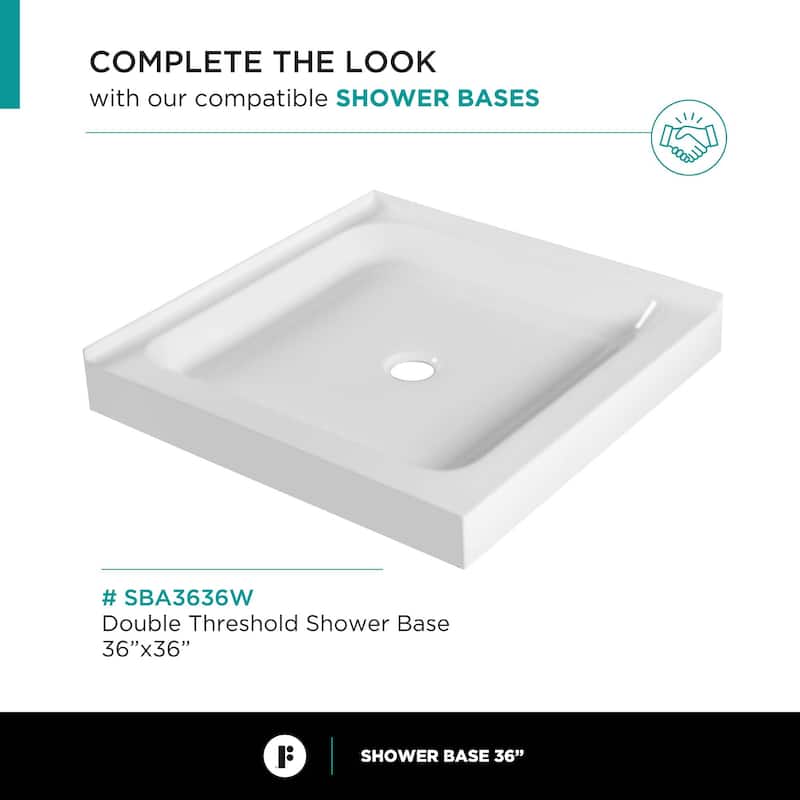 Fine Fixtures Frameless Shower Enclosure Hinged Glass Shower Door - Tempered Glass