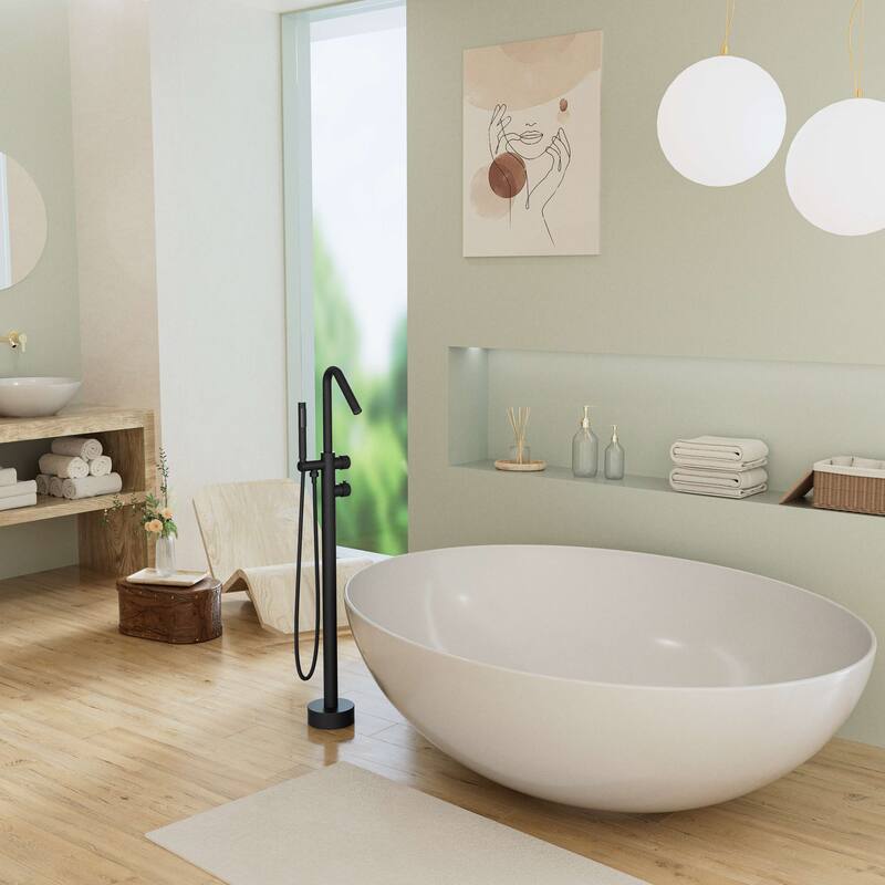 Modland Freestanding Thermostatic Bathtub Faucet with Hand Shower Outdoor 316 Stainless Steel - Matte Black
