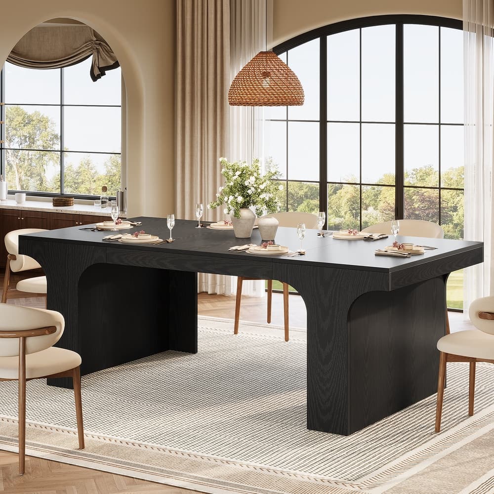 71" Large Wood Dining Table, Rectangular Kitchen Table, Dinner Accent Gathering Table