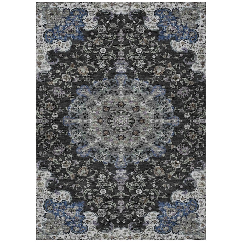 Machine Washable Indoor/ Outdoor Traditional Awaka Chantille Rug