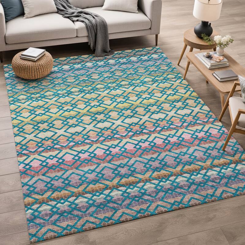 Machine Washable Indoor/ Outdoor Cabo Stripe Chantille Rug