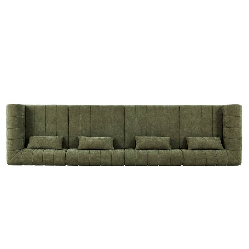 145.5" Modular Sofa Couch, Modern Sectional Sofa for Living Room, Polyester Upholstered Cloud Couch with Deep Seat