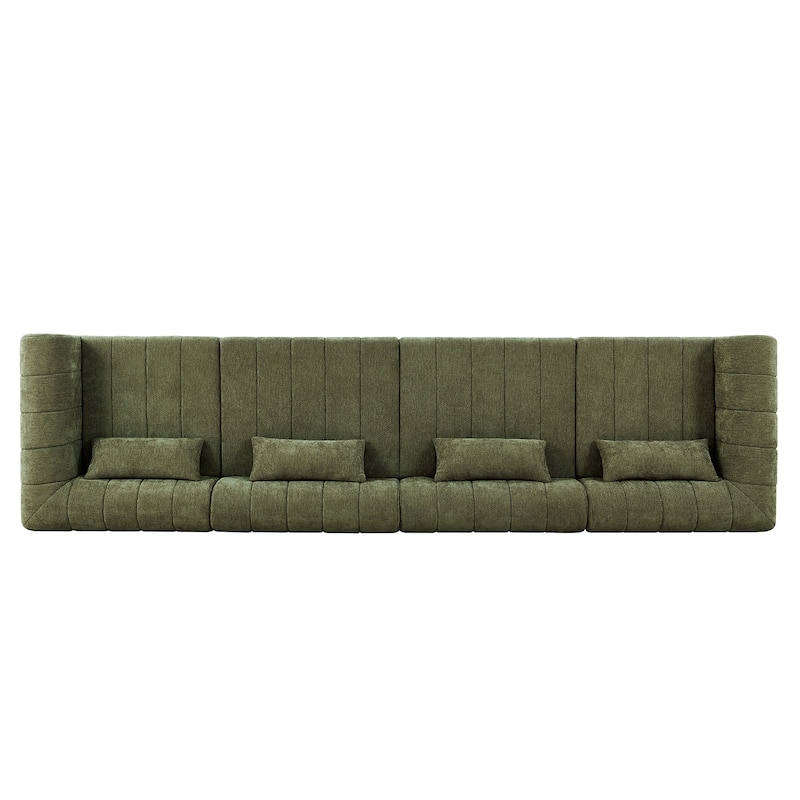 Christopher Knight Home - Modular Polyester Upholstered Sectional Sofa with 4-Piece Compressed Sponge - 145.5"