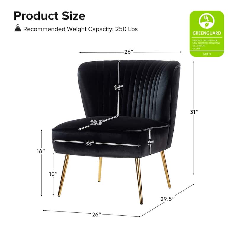 Monica 22''W Upholstered Modern Tufted Accent Side Chair with Gold Legs by HULALA HOME