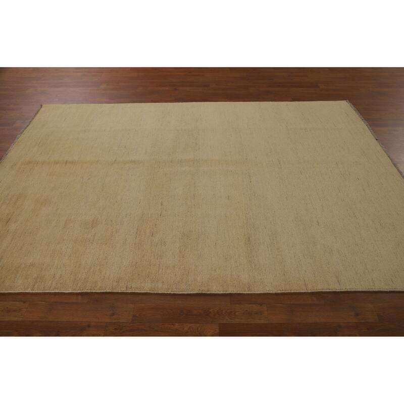 Beige Gold Gabbeh Oriental Area Rug Hand-Knotted Wool Carpet - 5'9" x 8'4"