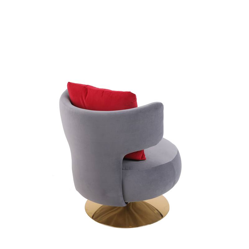 Fabric Swivel Round Barrel Chair