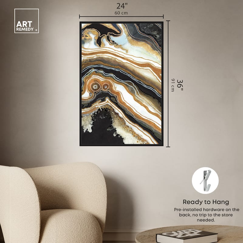 Art Remedy Black And Gold Ii Framed Mineral, Agate & Geode 1 Piece Canvas Wall Art