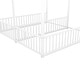 preview thumbnail 6 of 11, Twin Metal House Bed with Two Shared Beds, Guardrails & Roof Design, White