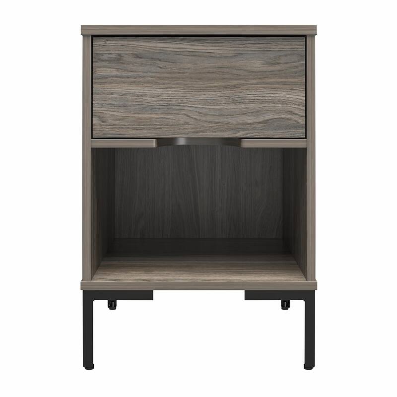 Industrial Edge Nightstand with Drawer and Open Storage