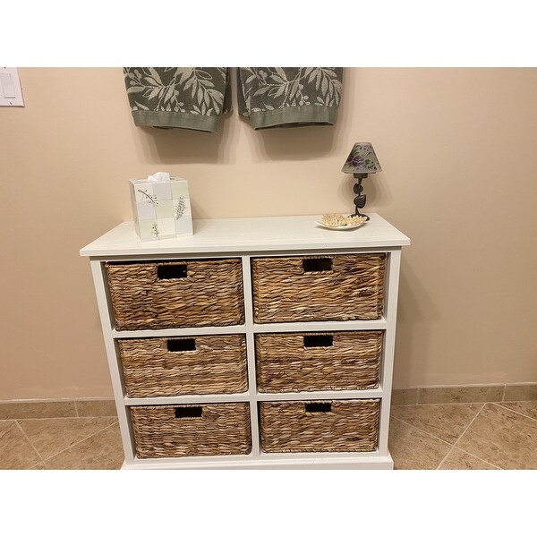 NEW Wooden Basket Storage Chest with 6 Drawer Baskets Bedroom Furniture US 