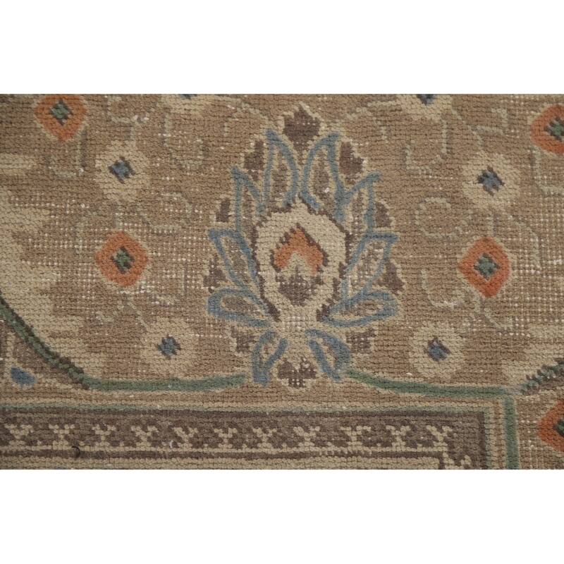 Hand Knotted Oriental 100% Wool Carpet Traditional Medallion Beige & Ivories Tabriz Area Rug - 12' 7'' X 9' 10''