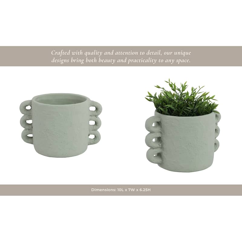 Pottery and Cement Planter Multi-Loop Handle Design Contemporary