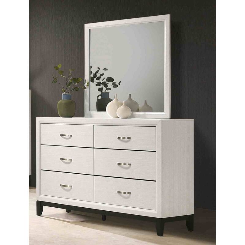 Modern White Finish Two-Tone Bedroom Furniture Set with Panel Bed