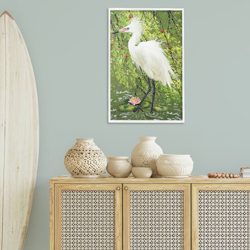 Stupell Sophisticated Heron in Pond Shore Framed Giclee Art Design By Rosiland Solomon