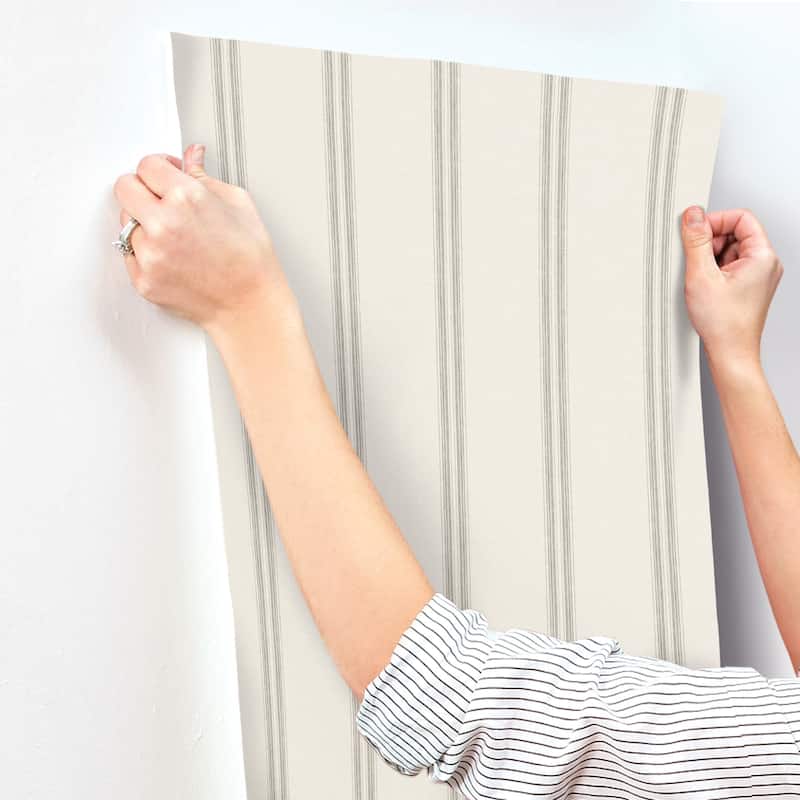 Chesapeake Johnny Charcoal Stripes Wallpaper