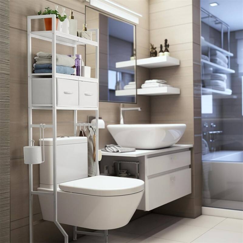 Over The Toilet Storage - 7.88"D x 25.6"W x 63.6"H