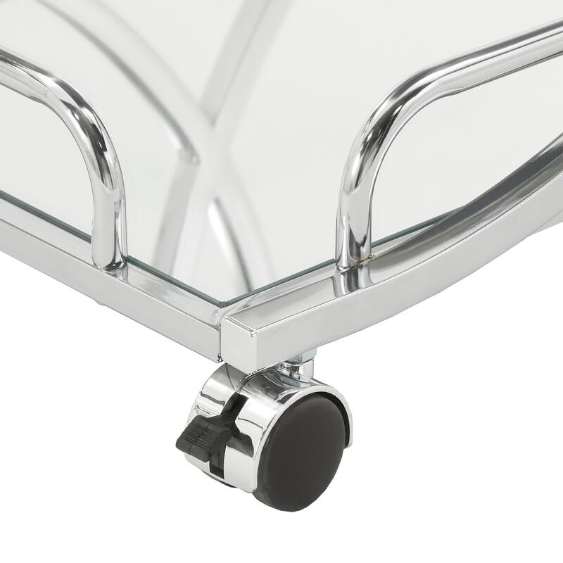 Rosewood Chrome Bar Cart with Curving Metal Frame by iNSPIRE Q Bold