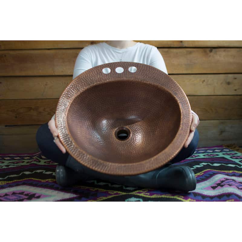 Bell 19" Drop-In Bathroom Sink in Copper