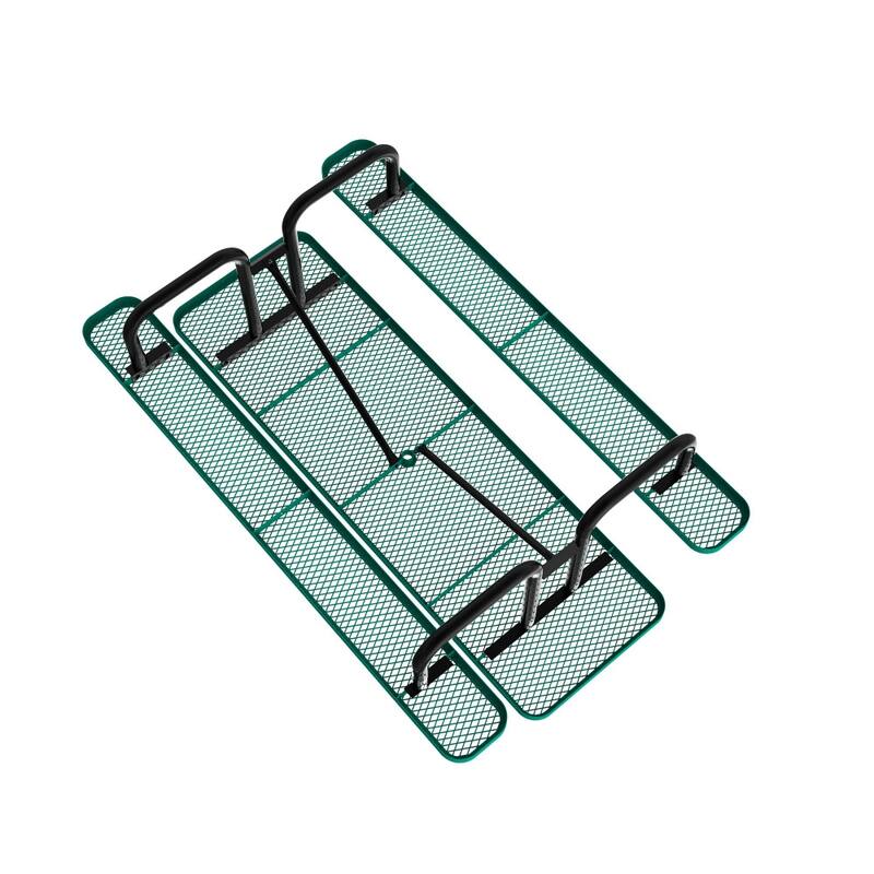 Commercial Grade Expanded Mesh Metal Outdoor Picnic Table - 95.75"D x 57.5"W x 30"H