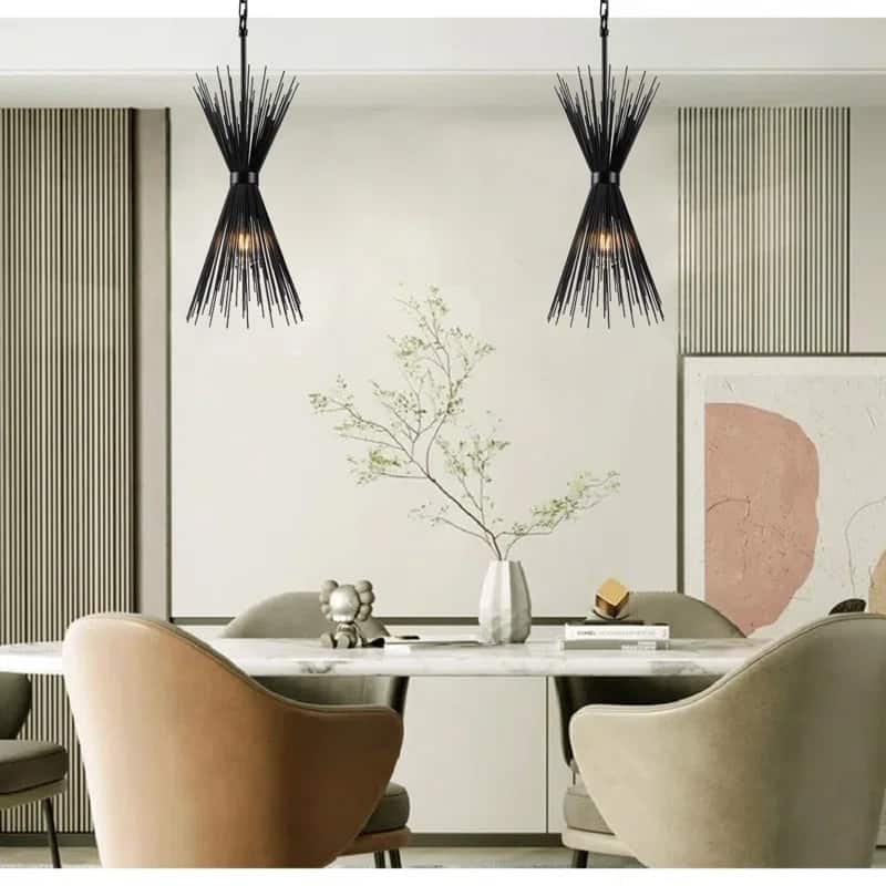 1 Light Sleek Metal Radiating Quills Pendant Lamp Spike Small Chandelier