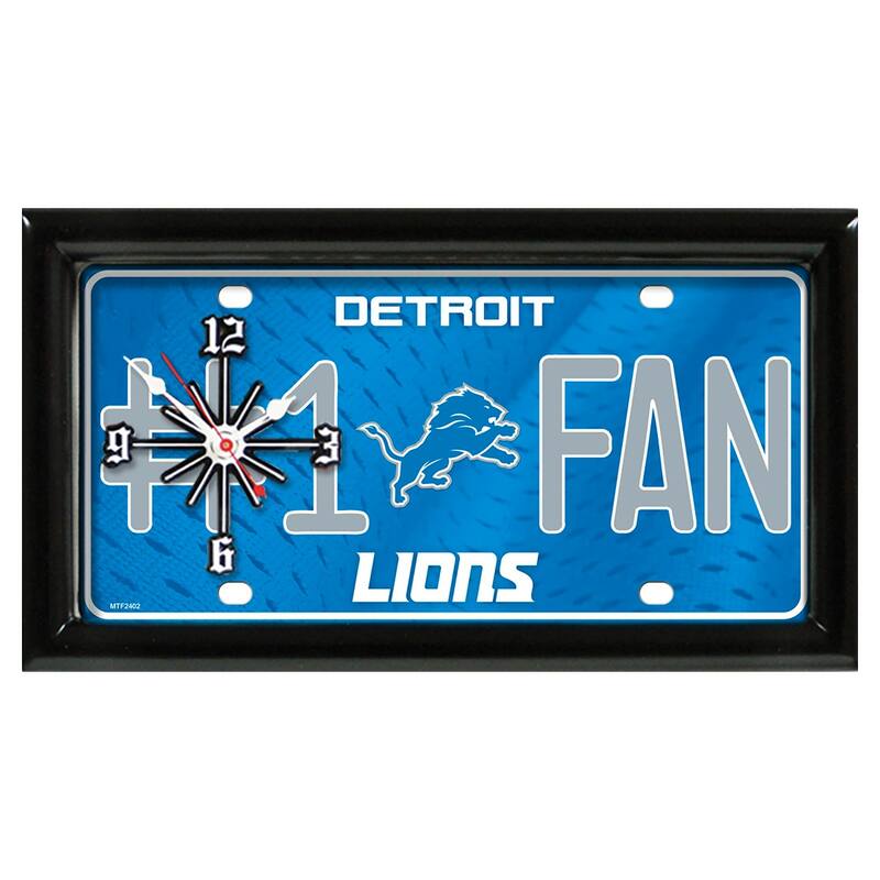 NFL Wall/Desk Analog Clock, #1 Fan with Team Logo - Detroit Lions