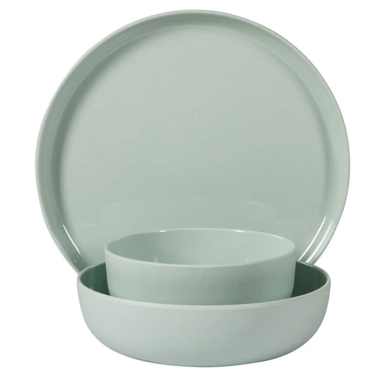 Gibson Home Candy Skies 12 Piece Unbreakable Wheat Straw Melamine Plates and Bowls Dinnerware Set