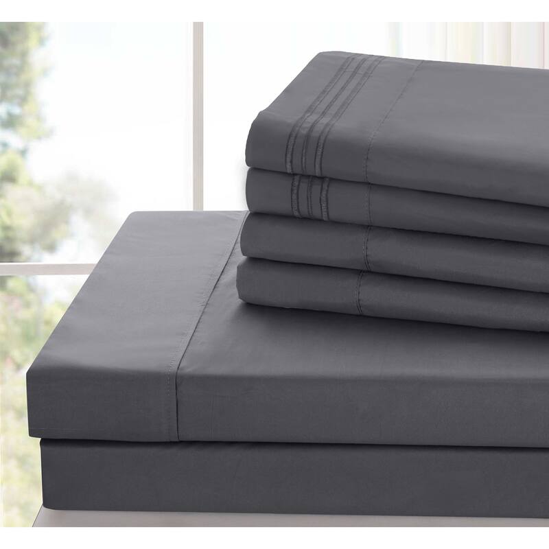 6 Piece Bed Sheet Set Deep Pocket Ultra Soft Microfiber Bedding Sheets