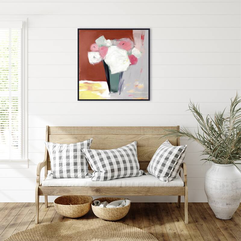 Red Radiance No. 1 by Mona Grace (30 x 30 in.), Framed Canvas Wall Art Print