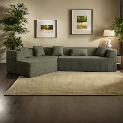 127.5"Polyester Modular Sectional Cloud Couch with Deep Seat, No Assembly Required, and Modern Minimalist Design