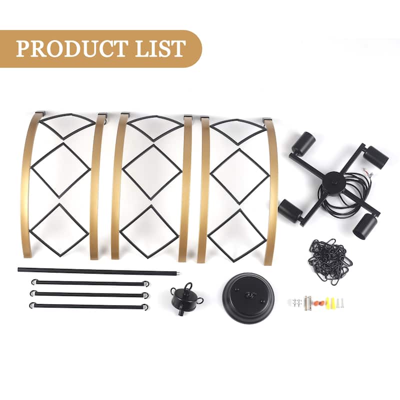 4-Light Circle Hanging Candlestick Linear Foyer Chandelier Lighting Fixture for Dining Room Kitchen Island