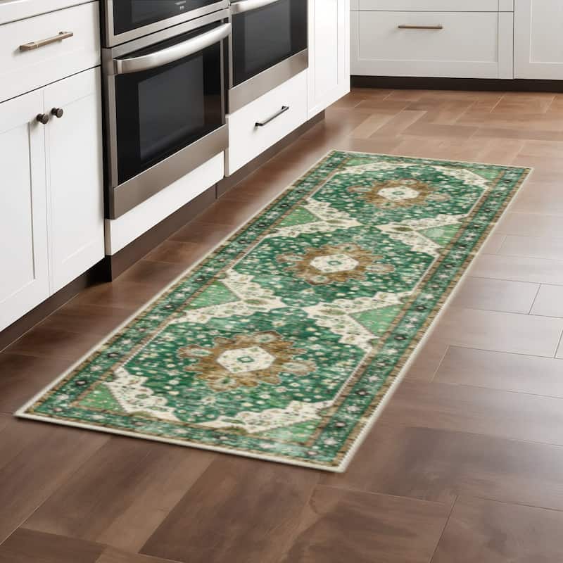 HomeRoots Medallion Traditional Rectangle Area Rug - 2' X 8'