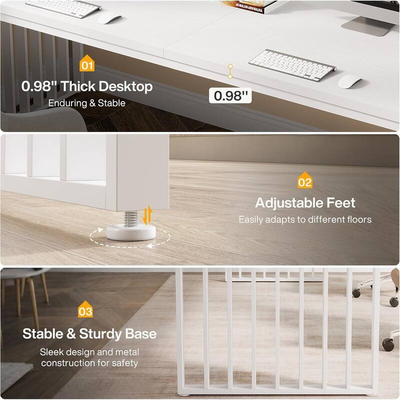 78.74" Extra Long Computer Desk, Double 2-Person Desk, Workstation Writing Study Table for Home Office