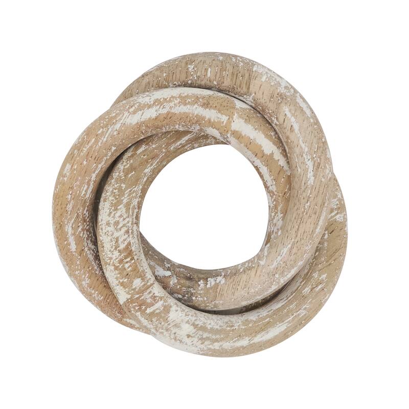 Mango Wood Napkin Rings With Interlock Design (Set of 4) - White - Set of 4