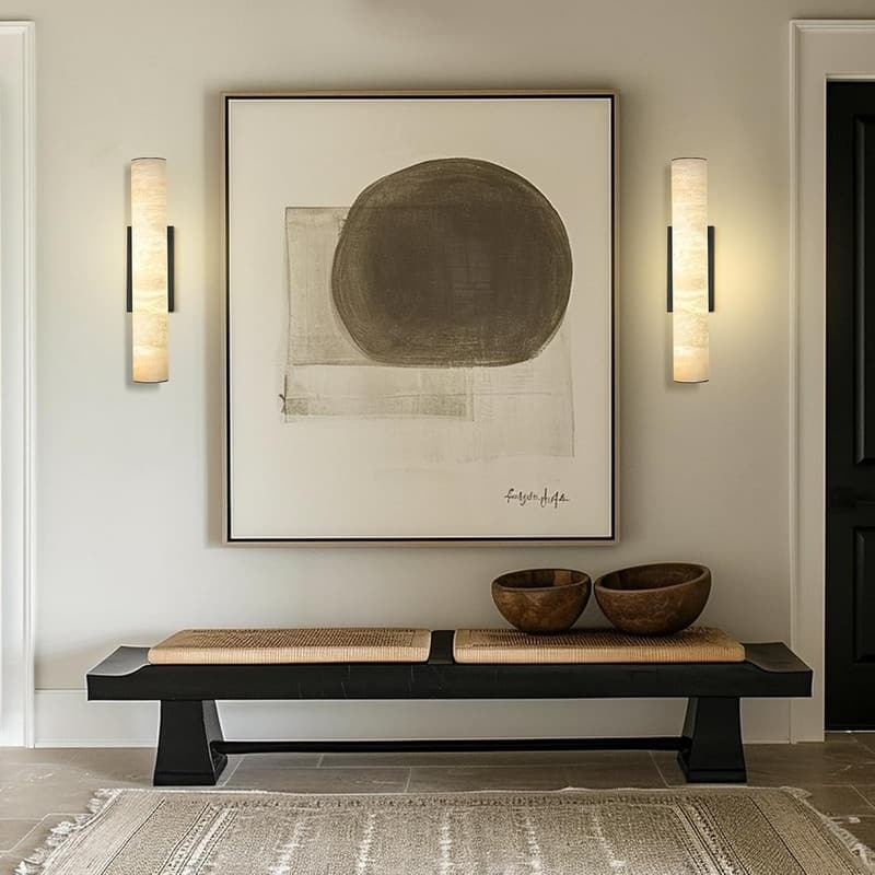 KAYLA 1-Light 20" Black LED Alabaster Wall Sconce
