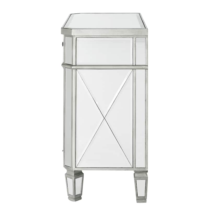 Linon Cascade Mirrored Glass Double Door Console Table