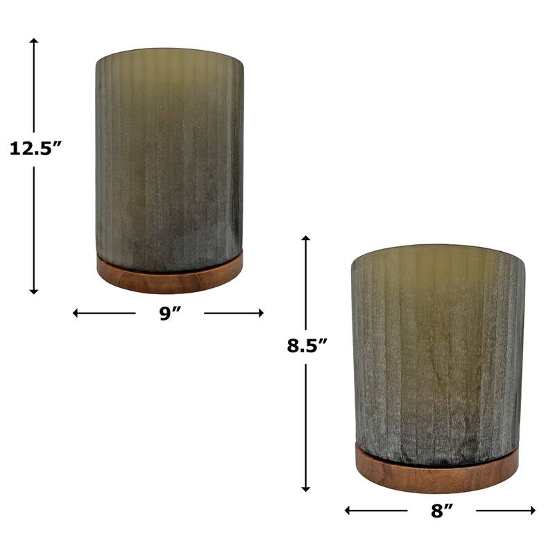 Set of 2 Decorative Handmade Glass Smoky Serenity Vase in Grey